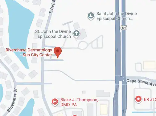 Map showing the location of Sun City Center